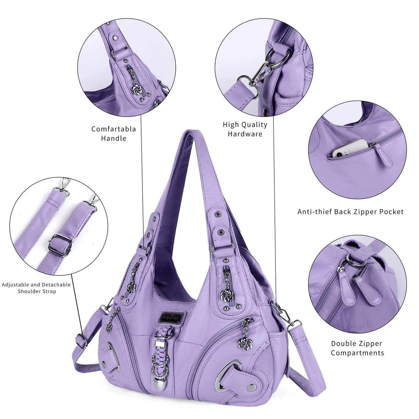 Angelkiss Hobo Purses and handbags for Women Satchel Handbag Women Purses Large Daily Shoulder Bags