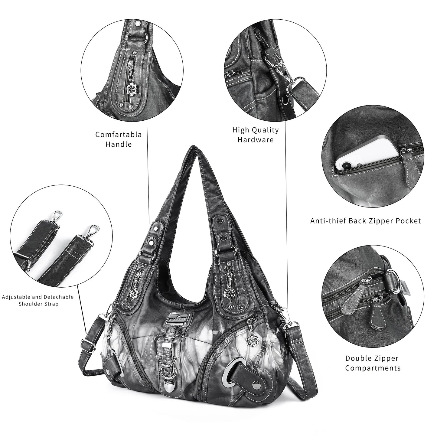 Angelkiss Hobo Purses and handbags for Women Satchel Handbag Women Purses Large Daily Shoulder Bags