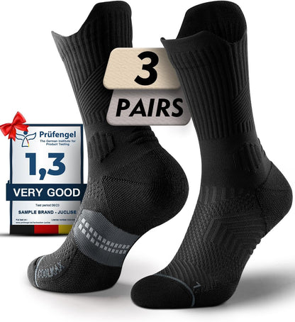 Womens Coolmax Bamboo Viscose Compression Running Crew Socks, Moisture-Wicking Anti-Blister Hiking&Gym Athletic