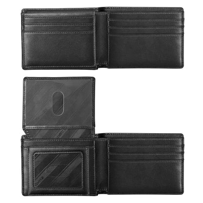 RUNBOX Wallet for Men Slim Rfid Leather 2 ID Window With Gift Box