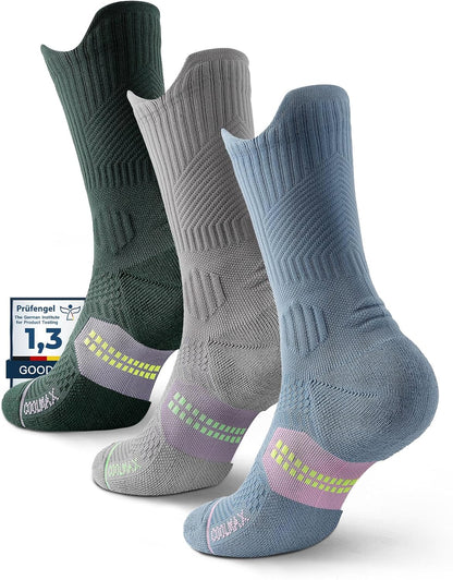 Womens Coolmax Bamboo Viscose Compression Running Crew Socks, Moisture-Wicking Anti-Blister Hiking&Gym Athletic