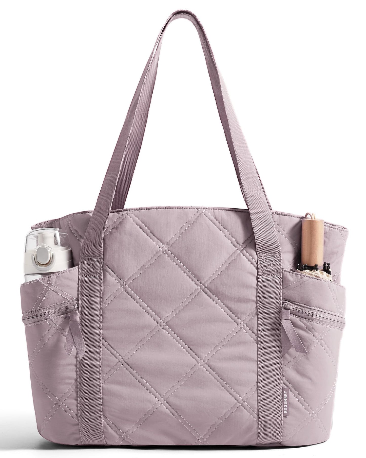 BAGSMART Crush Tote Bag for Women, 20L Puffer Work Tote with Zipper, Travel Essentials Quilted Nurse Hospital Bag