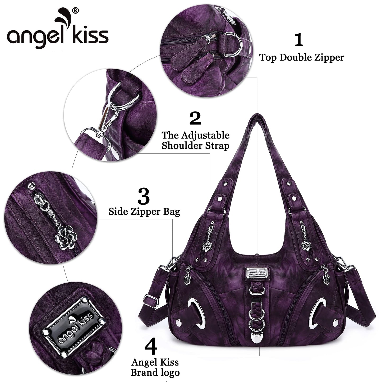 Angelkiss Hobo Purses and handbags for Women Satchel Handbag Women Purses Large Daily Shoulder Bags