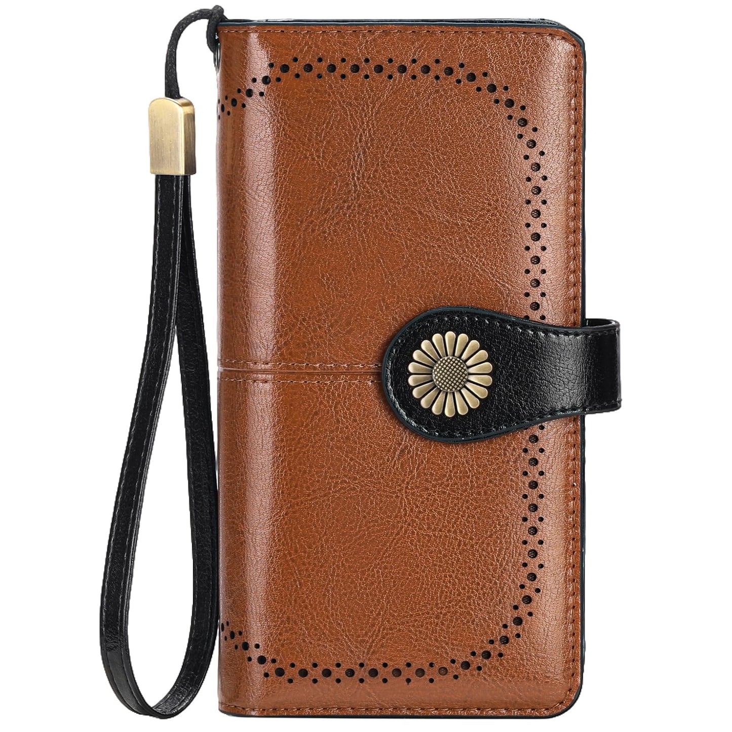 SENDEFN Wallets for Women Leather Credit Card Holder with RFID Blocking Large Capacity Wristlet