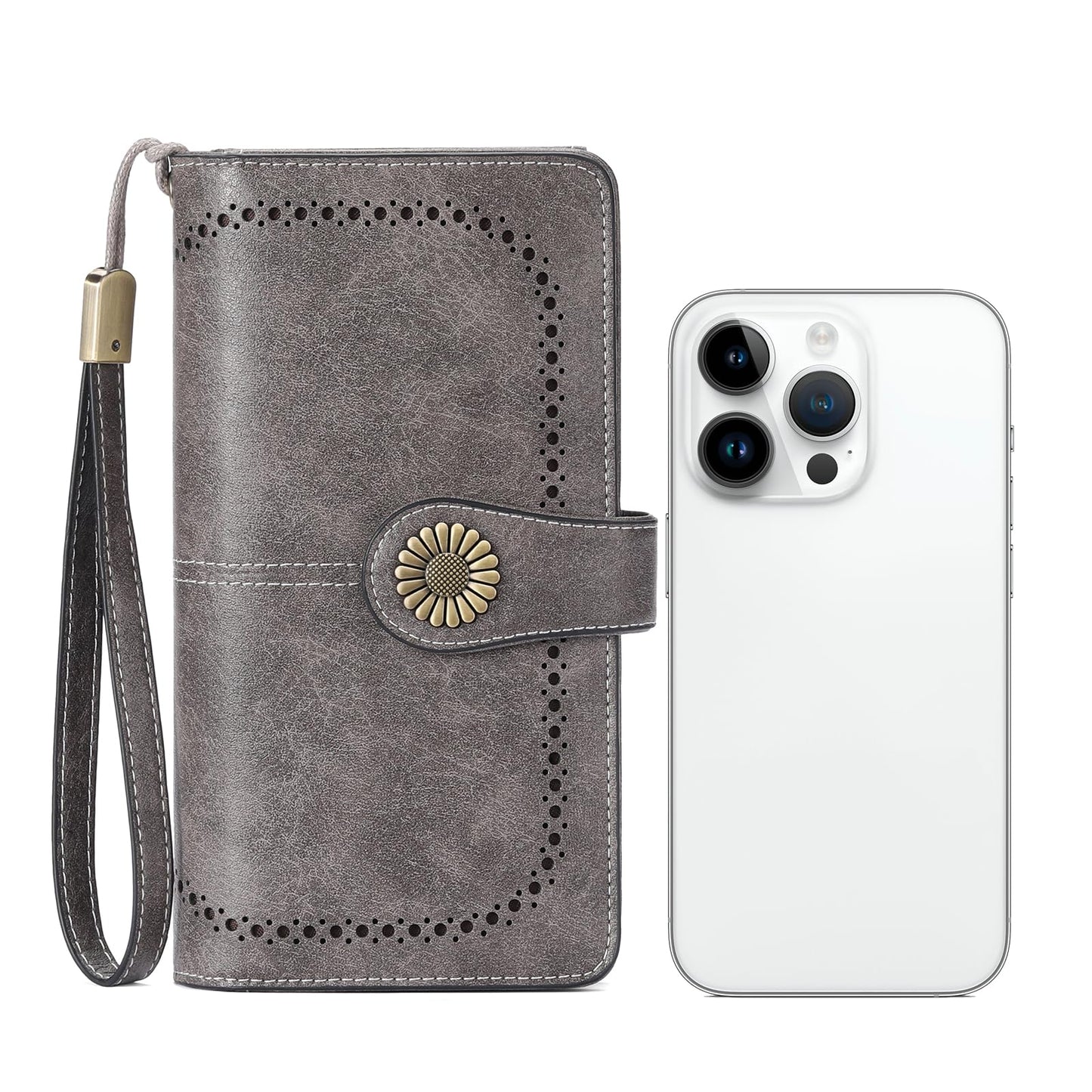 SENDEFN Wallets for Women Leather Credit Card Holder with RFID Blocking Large Capacity Wristlet