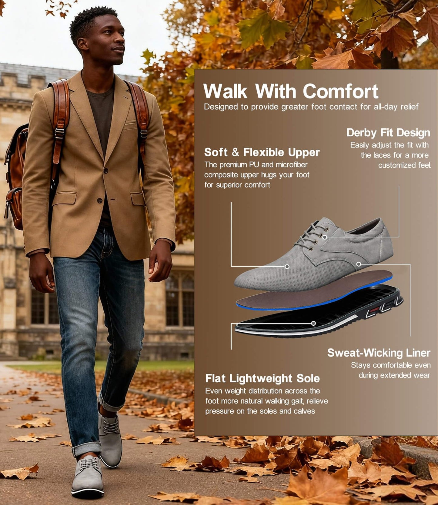 Men's Casual Dress Shoes Comfort, Fashion Dress Sneakers Men, Superior Soft Leather Mens Oxford Business Casual Shoe