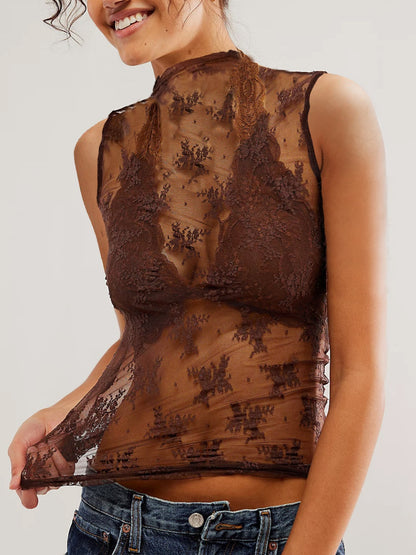 Lace Mock Neck Top White / M Black / L White / S White / M-Black / L-White / S-Cream / S-Cream / L-Brown / XL-Brown / L-Brown / M-Black / S-Brown / S-Black / XL-White / L-White / XS-Cream / XS-Brown / XS-Cream / XL-Black / M-Black / XS-Cream / M-White / XL-