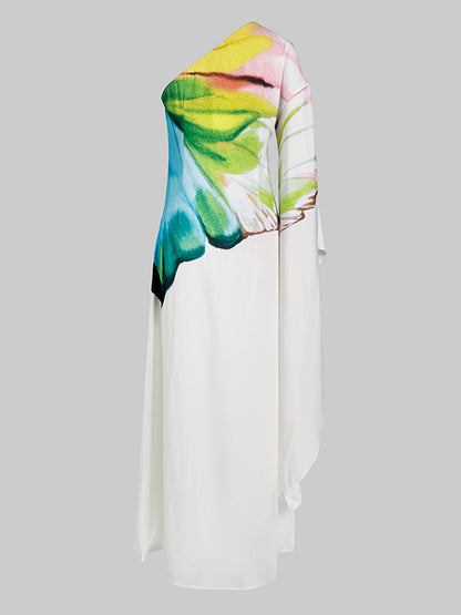 Boho-Chic Asymmetric Floral One-Shoulder Maxi Dress – Effortless Elegance for Every Occasion! WHITE / S WHITE / M WHITE / L WHITE / S-WHITE / M-WHITE / L-WHITE / XL-WHITE / 2XL-