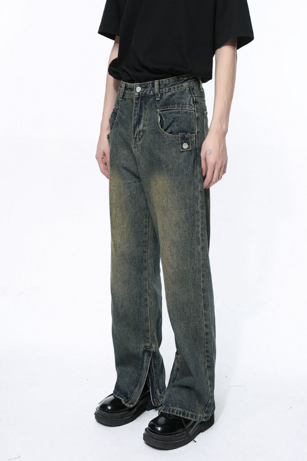 Side Slit Jeans with Pockets Dark / L Dark / S Dark / XXL Dark / L-Dark / S-Dark / XXL-Dark / XL-Dark / M-