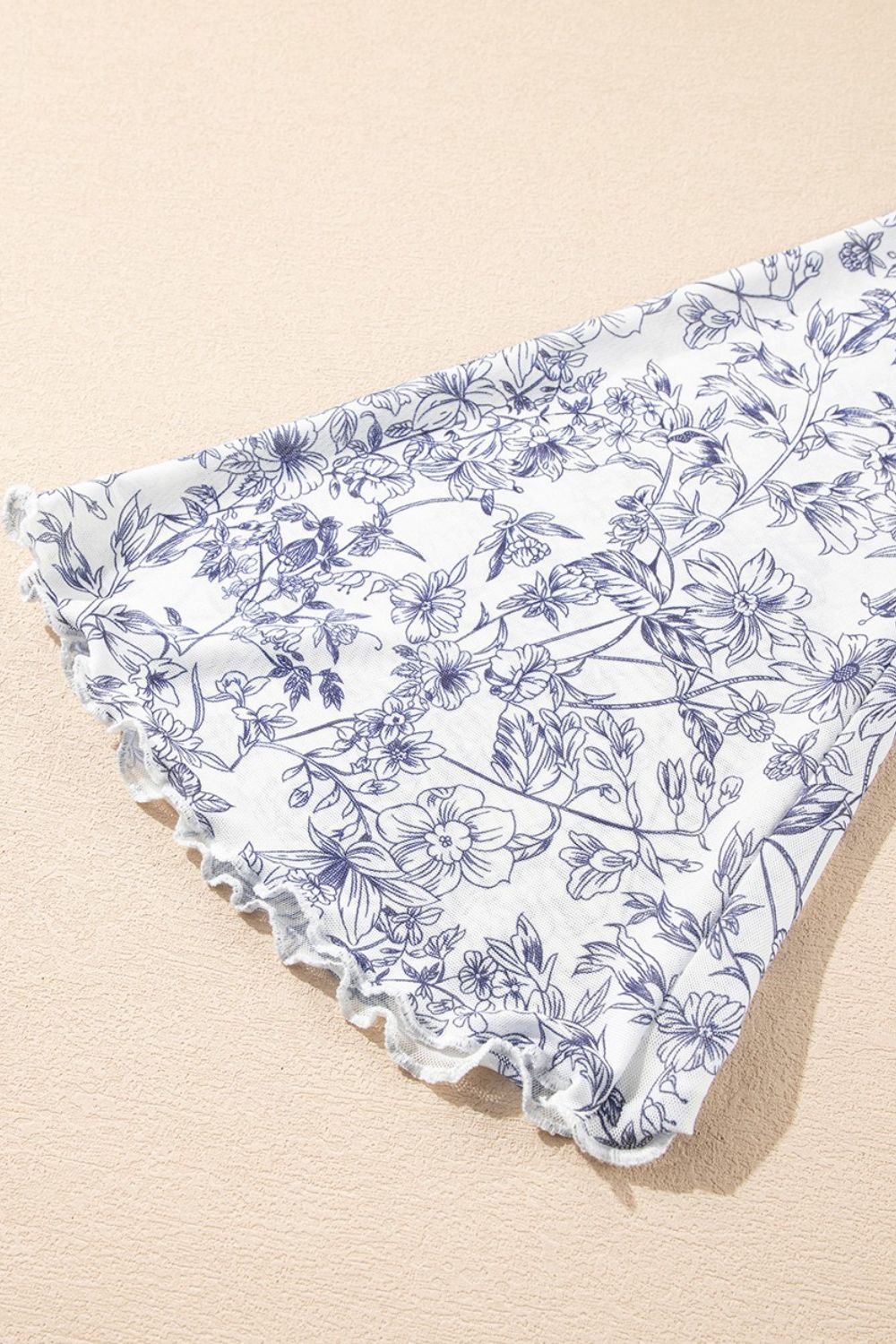 Printed Mock Neck Long Sleeve Blouse Light Blue / L Light Blue / XL Light Blue / M Light Blue / L-Light Blue / XL-Light Blue / M-Light Blue / S-