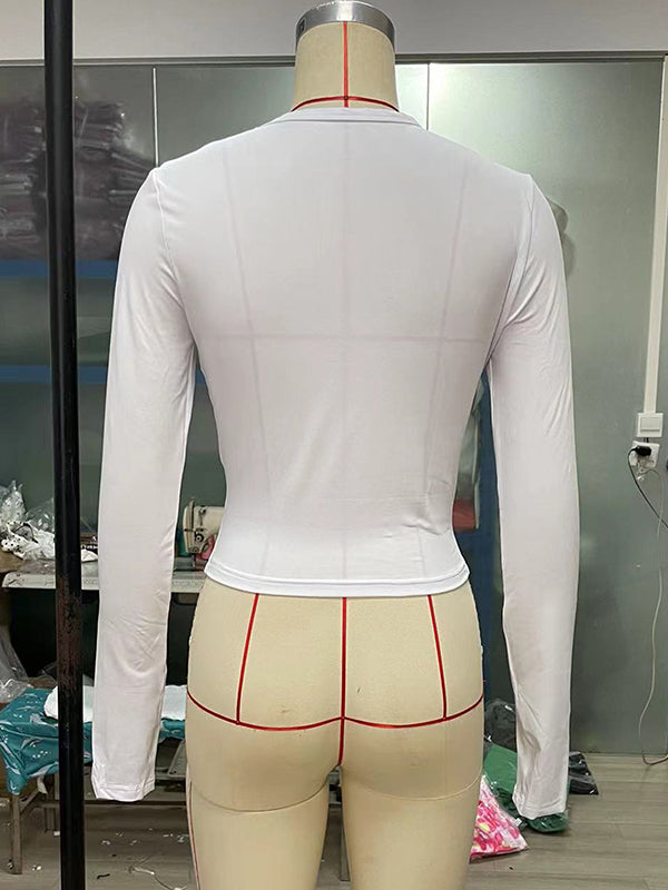 Chic & Versatile: Long Sleeve Skinny Hollow Solid Color Round Neck T-Shirt RED / S RED / M RED / L RED / S-RED / M-RED / L-PINK / S-PINK / M-PINK / L-BLUE / S-BLUE / M-BLUE / L-WHITE / S-WHITE / M-WHITE / L-GREEN / S-GREEN / M-GREEN / L-BROWN / S-BROWN / M-BROWN / L-BLACK / S-BLACK / M-BLACK / L-ORANGE / S-ORANGE / M-ORANGE / L-