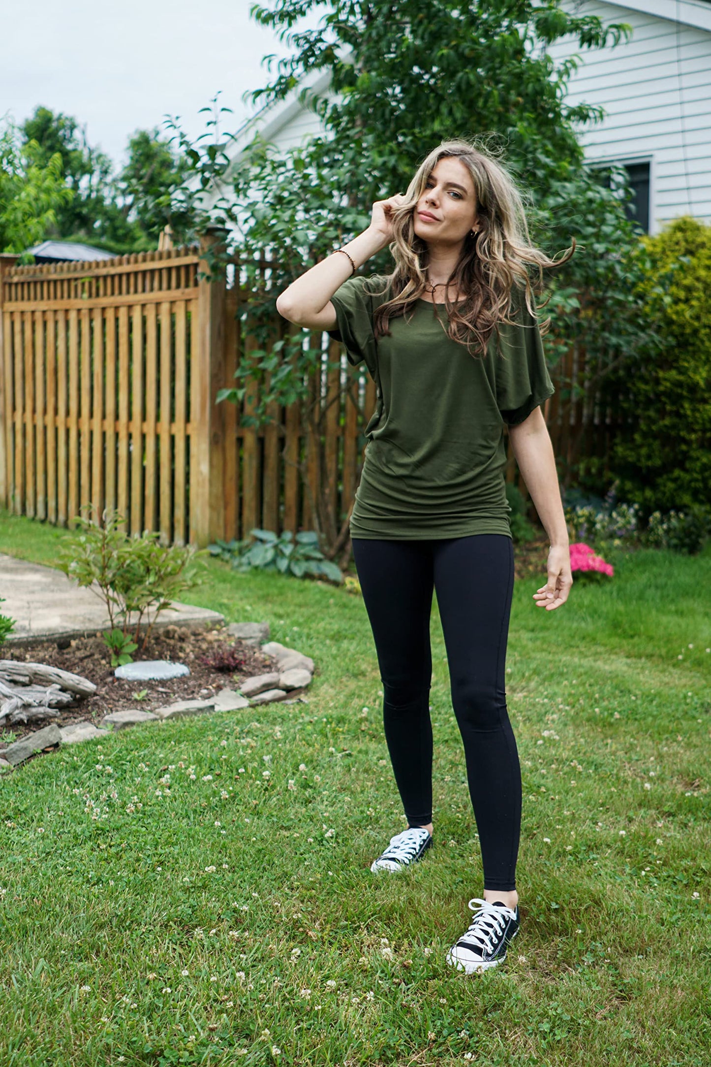 Free to Live 3 Pack Dolman Sleeve Tunic Dressy Business Casual Tops for Women Short Sleeve Shirts Work Outfits Travel Clothes