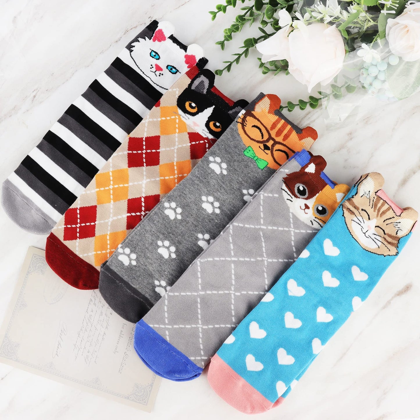 Jeasona Women's Cat Socks Cat Gifts Cute Animal Socks Dog Owl Gifts for Women