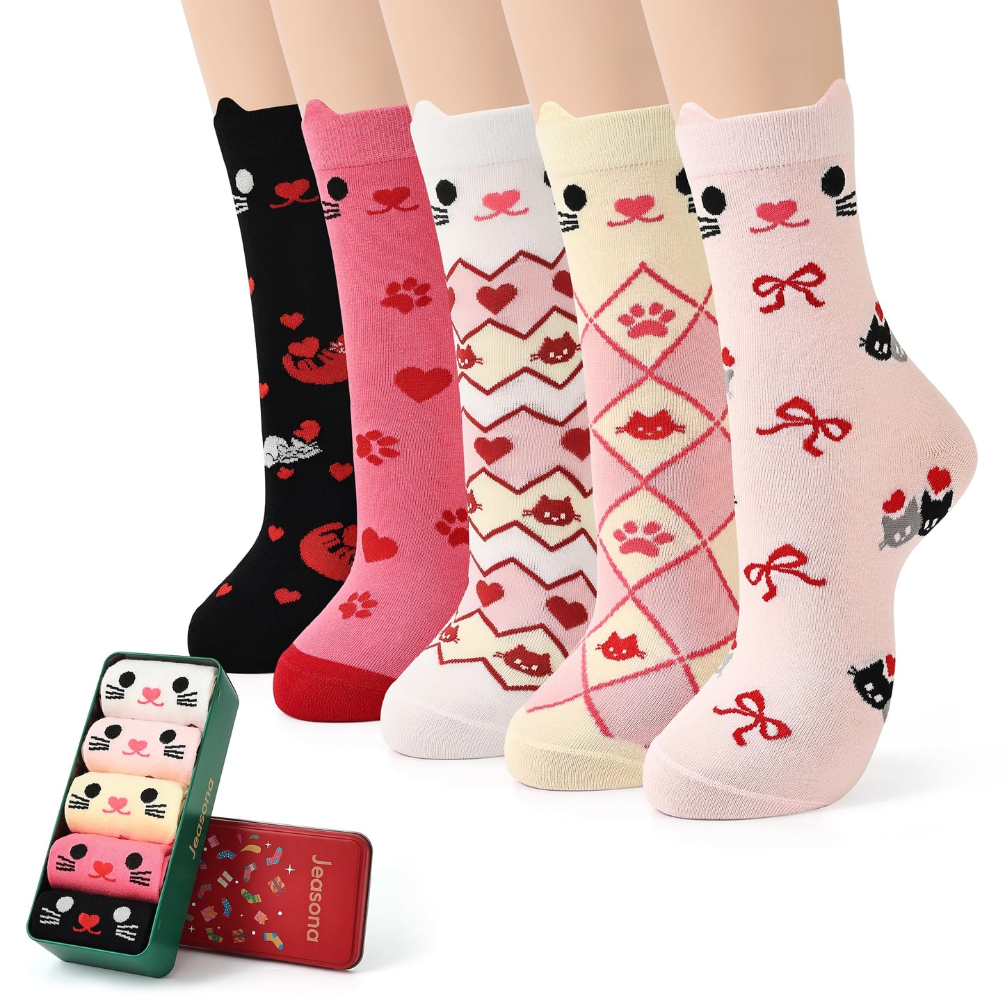 Jeasona Women's Cat Socks Cat Gifts Cute Animal Socks Dog Owl Gifts for Women