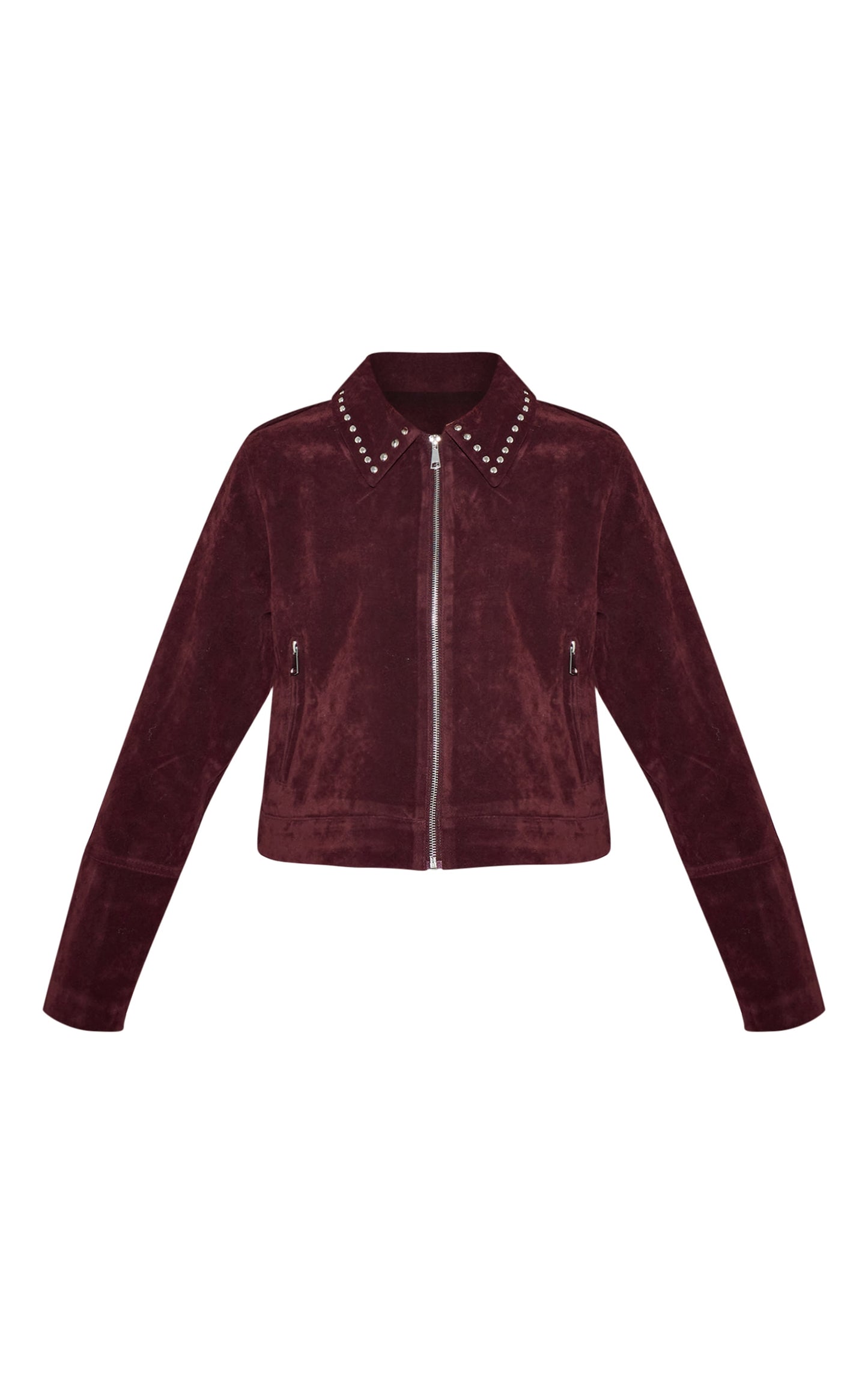 https://cdn-img.prettylittlething.com/9/4/3/e/943e20669e940af6dc29177729e6e2dfa05afa14_CNN8420_5_burgundy_studded_detail_faux_suede_zip_up_jacket.jpg