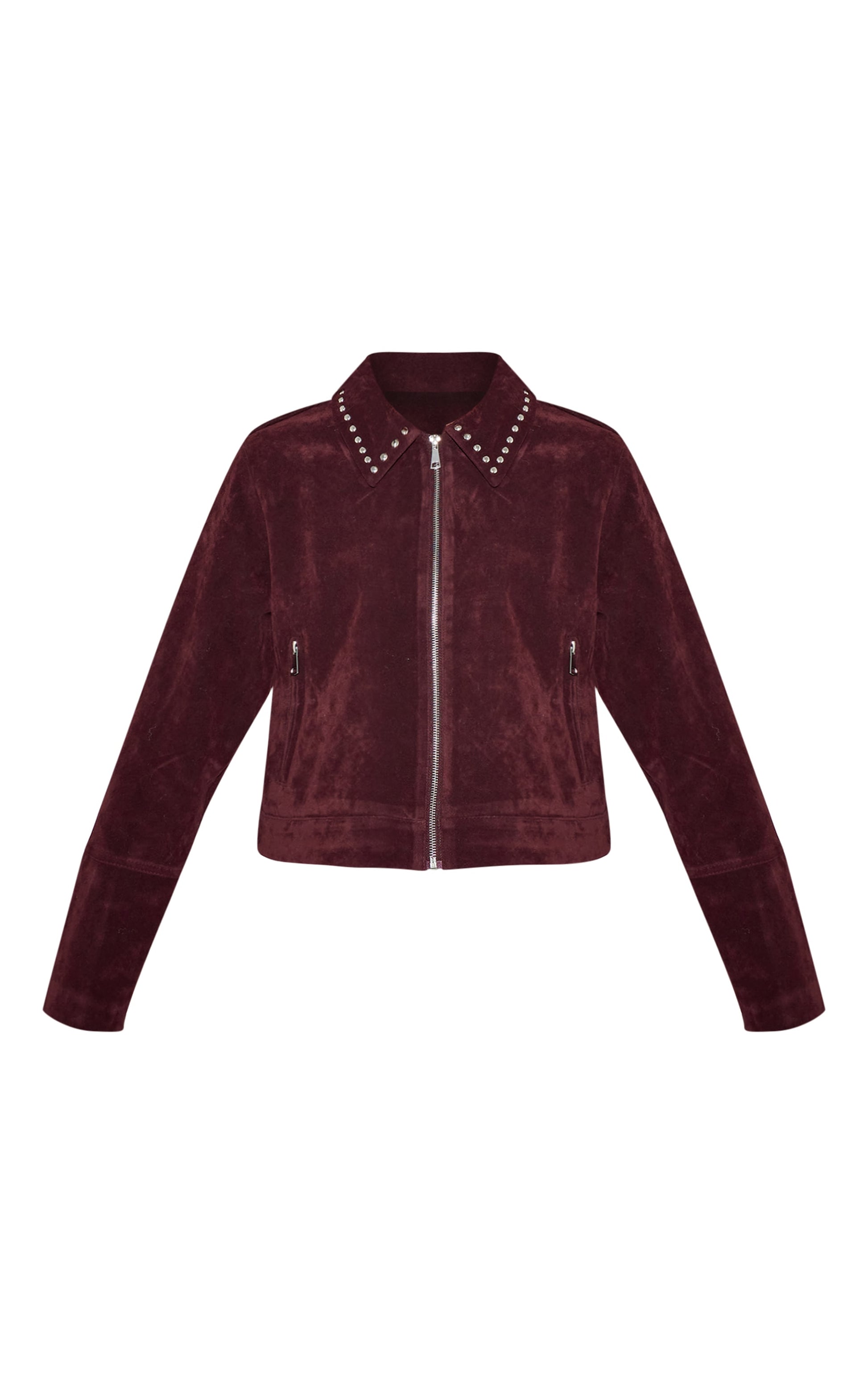 https://cdn-img.prettylittlething.com/9/4/3/e/943e20669e940af6dc29177729e6e2dfa05afa14_CNN8420_5_burgundy_studded_detail_faux_suede_zip_up_jacket.jpg