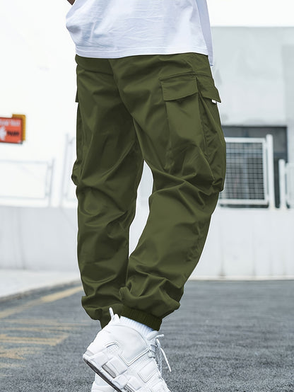 Boys Flap Pocket Cargo Pants Athletic Elastic Joggers Trousers Sweatpants