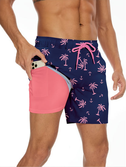 Mens Swim Trunks with Compression Liner Quick Dry Swimming Trunks Swimsuit