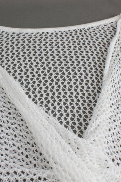 Twisted Backless Round Neck Knit Cover Up White / S White / M White / L White / S-White / M-White / L-