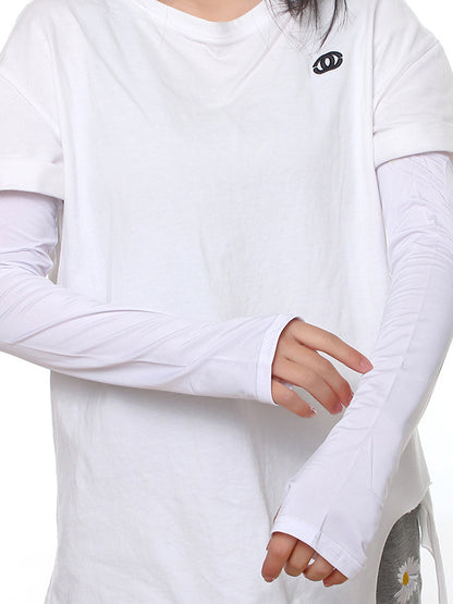 Chic Ice Silk Sun Protection Sleevelets - Effortless Style and Defense Against UV Rays BLACK / One_size WHITE / One_size GRAY / One_size BLACK / One_size-WHITE / One_size-GRAY / One_size-