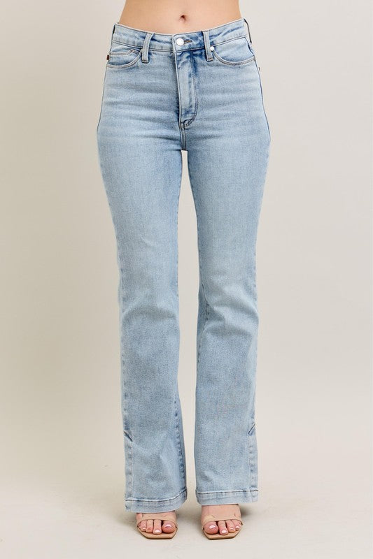 Judy Blue Full Size Tummy Control Vintage Wash Side Slit Slim Boot Jeans Plus Size Light / 14W Light / 16W Light / 18W Light / 14W-Light / 16W-Light / 18W-Light / 20W-Light / 22W-Light / 24W-Light / 0(24)-Light / 1(25)-Light / 3(26)-Light / 5(27)-Light / 7(28)-Light / 9(29)-Light / 11(30)-Light / 13(31)-Light / 15(32)-