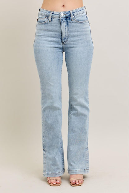 Judy Blue Full Size Tummy Control Vintage Wash Side Slit Slim Boot Jeans Plus Size Light / 14W Light / 16W Light / 18W Light / 14W-Light / 16W-Light / 18W-Light / 20W-Light / 22W-Light / 24W-Light / 0(24)-Light / 1(25)-Light / 3(26)-Light / 5(27)-Light / 7(28)-Light / 9(29)-Light / 11(30)-Light / 13(31)-Light / 15(32)-