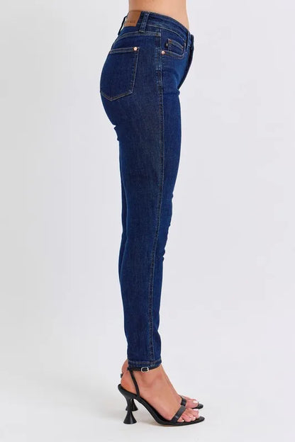 Judy Blue Full Size Midi Rise Tummy Control Classic Skinny Jeans Plus Size DK / 1(25) DK / 24W DK / 3(26) DK / 1(25)-DK / 24W-DK / 3(26)-DK / 5(27)-DK / 7(28)-DK / 9(29)-DK / 11(30)-DK / 13(31)-DK / 15(32)-DK / 14W-DK / 16W-DK / 18W-DK / 20W-DK / 22W-DK / 0(24)-