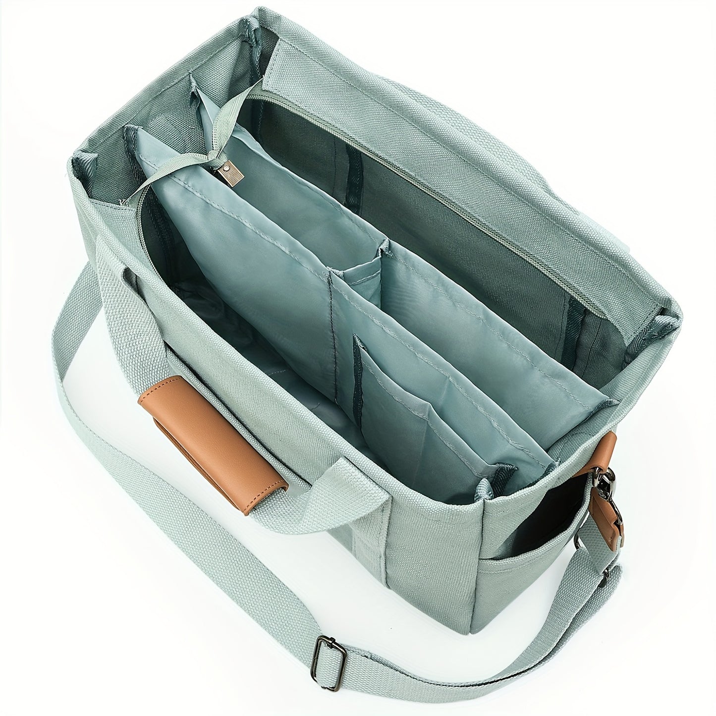 Women's Canvas Tote Bag with Multiple Pockets - Cute Crossbody Shoulder Purse for Work & Travel, Pink Mommy Handbag with Adjustable Strap