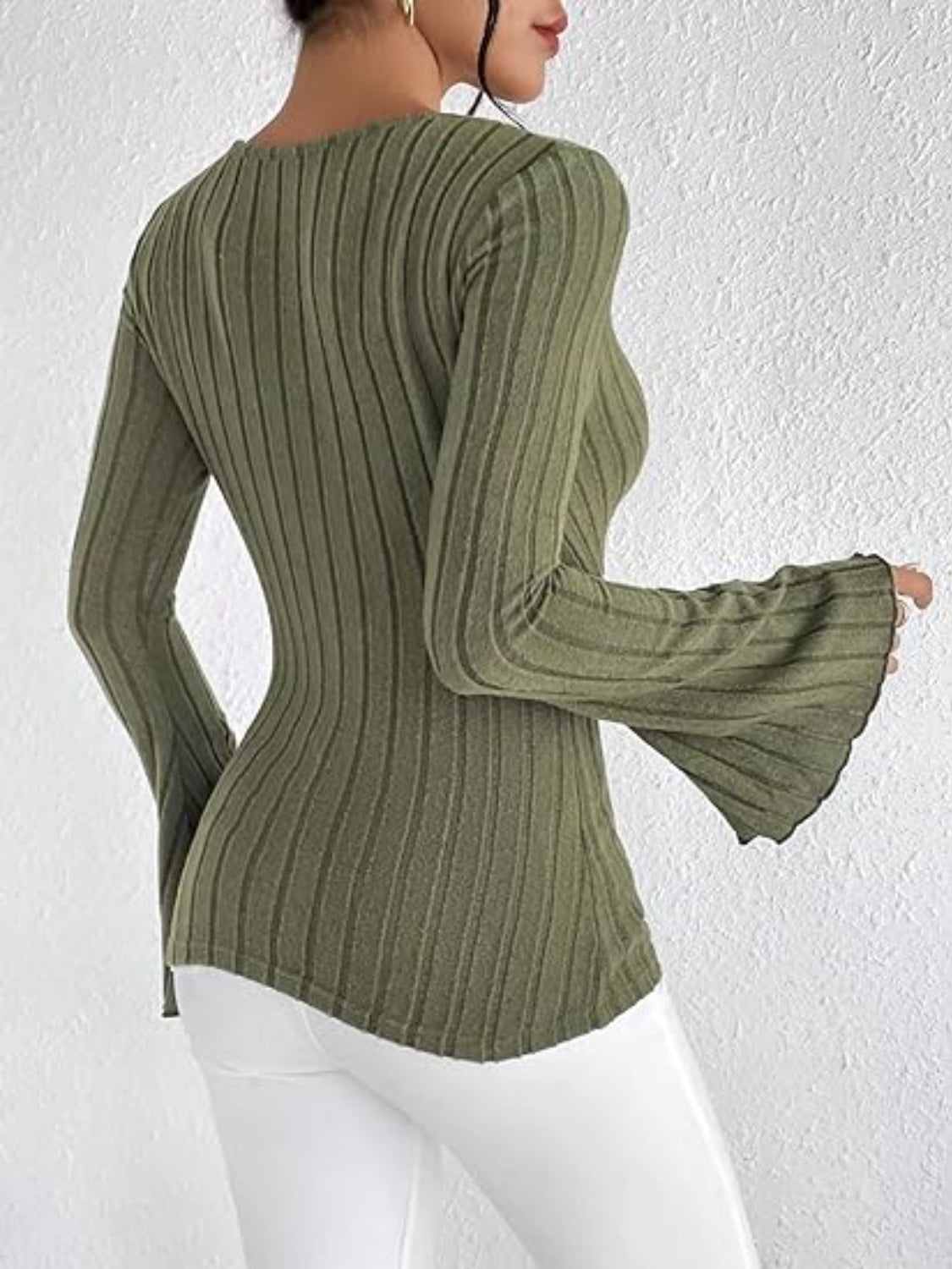 Ribbed Flare Sleeve Top Deep Rose / S Deep Rose / M Deep Rose / L Deep Rose / S-Deep Rose / M-Deep Rose / L-Deep Rose / XL-Burgundy / S-Burgundy / M-Burgundy / L-Burgundy / XL-Black / S-Black / M-Black / L-Black / XL-Deep Rose / XS-Burgundy / XS-Black / XS-Army Green / XS-Army Green / S-Army Green / M-Army Green / L-Army Green / XL-