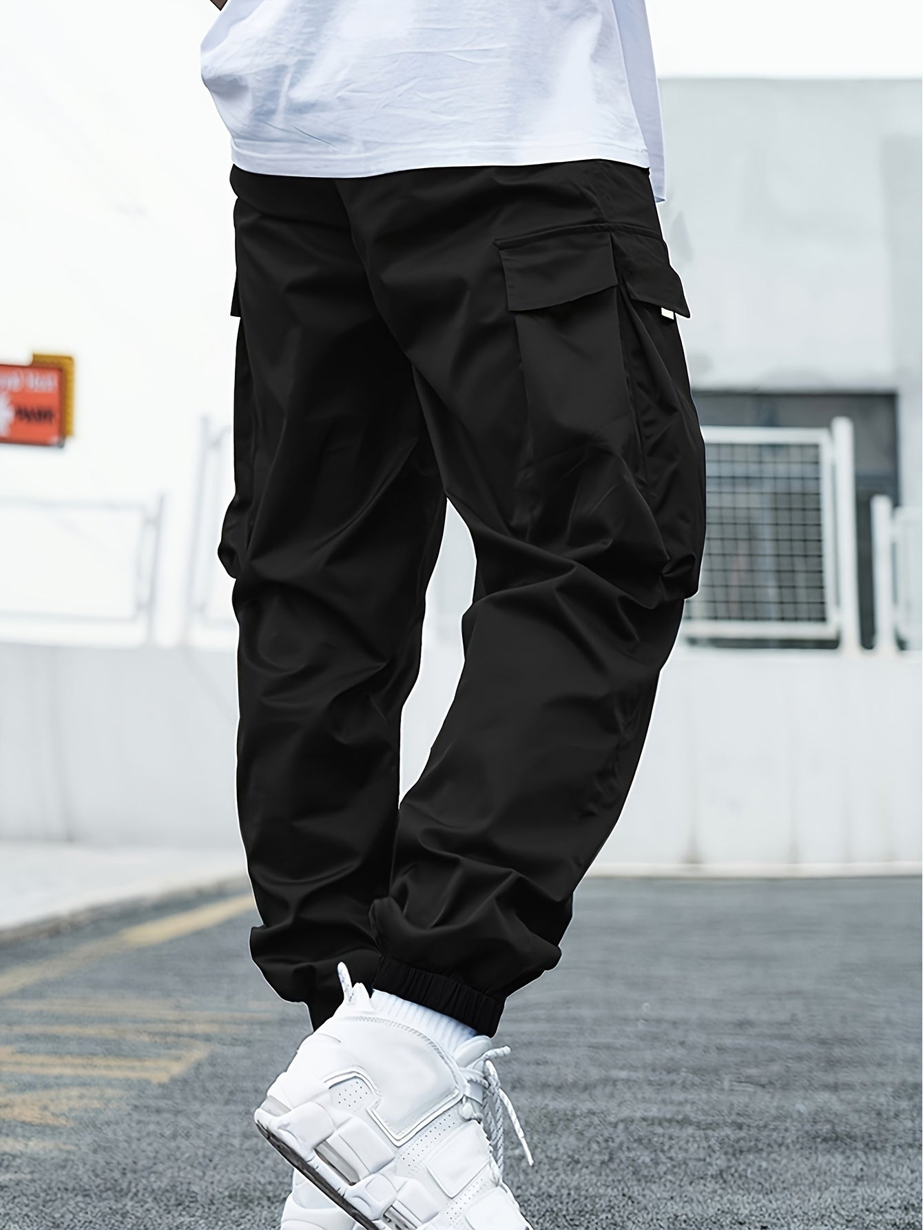 Boys Flap Pocket Cargo Pants Athletic Elastic Joggers Trousers Sweatpants