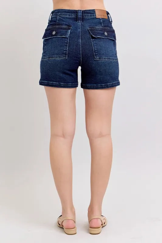 Judy Blue High Waist Back Flap Pocket Denim Shorts MD / S MD / M MD / L MD / S-MD / M-MD / L-MD / 3XL-MD / 1XL-MD / 2XL-