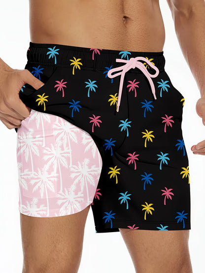 Keevoom Black Men'S Swim Trunks Compression Lined With Pocket Swim Trunks Coconu