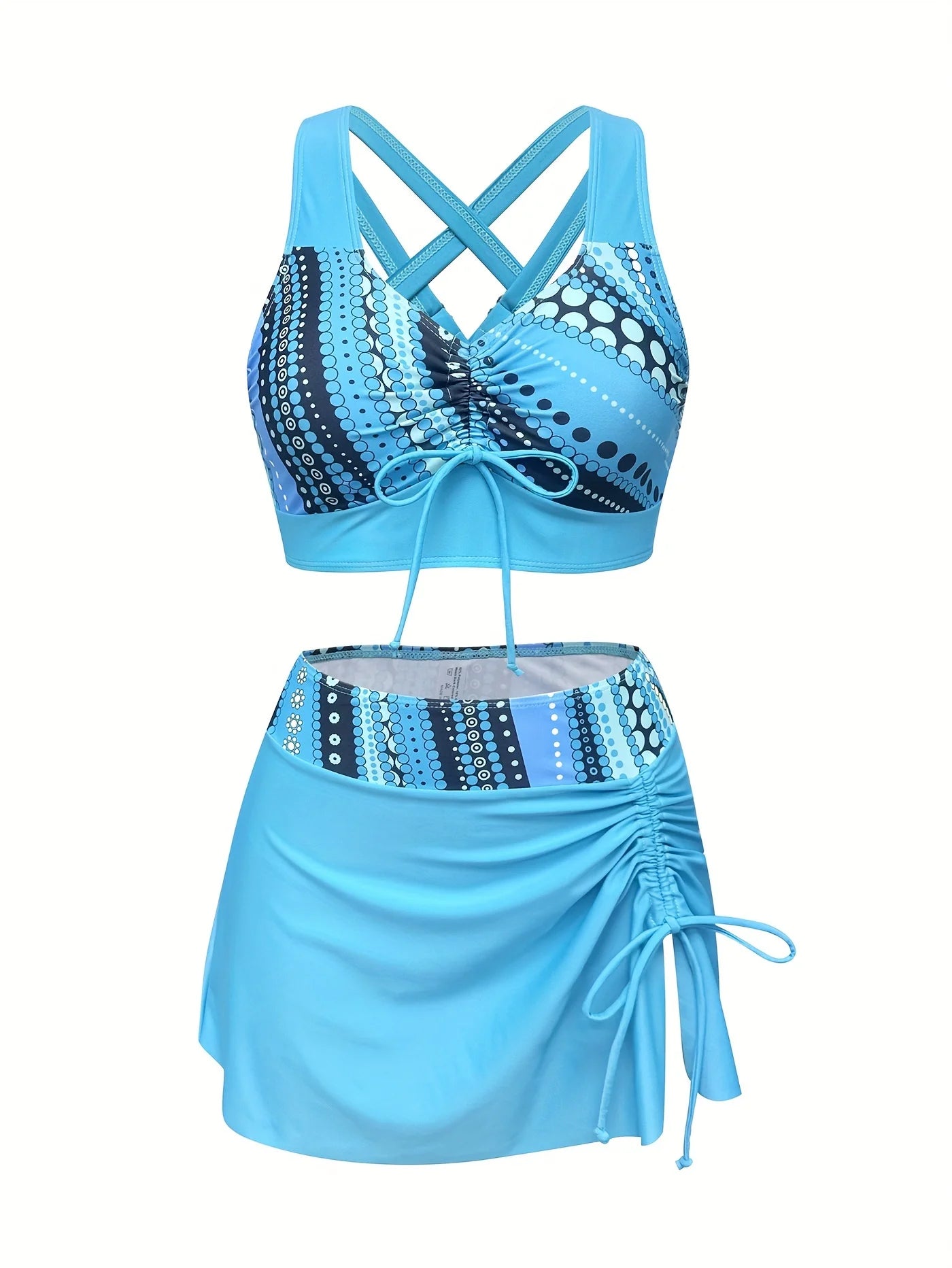 Drawstring Bikini Set: Matching Skirt Included, Flattering Coverage, Enjoy Refreshing Beach