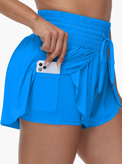 2 IN 1 High Waisted  Flowy Athletic Shorts for Women Gym Yoga Workout Running Tennis Golf Skirt Skort Cute