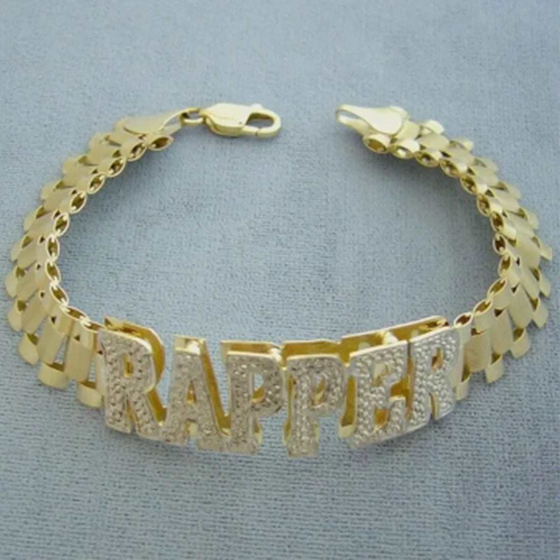 Two Tone Gold Personalized Name Bracelet 3D Custom Name Stainless Steel Jewelry Double Layer Watch Band Chain Gift - Fashionqueene.com