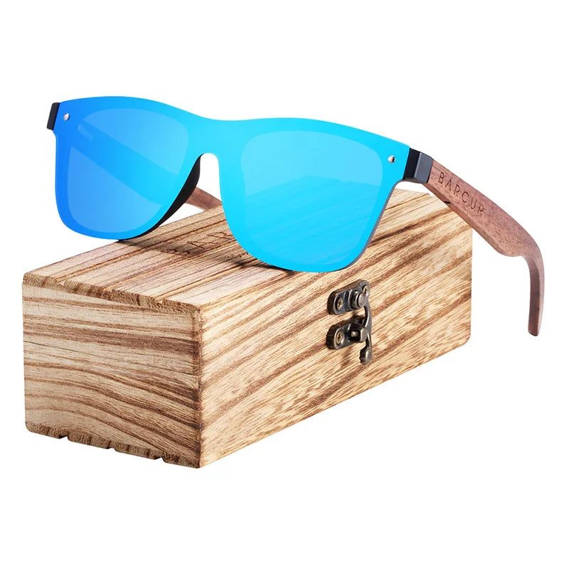 BARCUR Polarized Black Walnut Wood Sunglasses Square UV400-Unisex - Fashionqueene.com-BARCUR Polarized Black Walnut Wood Sunglasses Men Square Women Sun Glasses UV400 Oculos Gafas Oculos De Sol Masculino