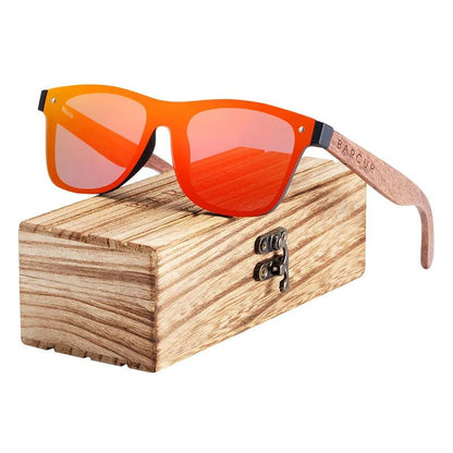 BARCUR Polarized Black Walnut Wood Sunglasses Square UV400-Unisex - Fashionqueene.com-BARCUR Polarized Black Walnut Wood Sunglasses Men Square Women Sun Glasses UV400 Oculos Gafas Oculos De Sol Masculino