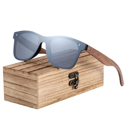 BARCUR Polarized Black Walnut Wood Sunglasses Square UV400-Unisex - Fashionqueene.com-BARCUR Polarized Black Walnut Wood Sunglasses Men Square Women Sun Glasses UV400 Oculos Gafas Oculos De Sol Masculino