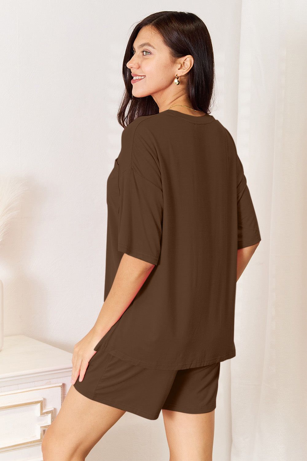 Basic Bae Full Size Soft Rayon Half Sleeve Top and Shorts Set - Fashionqueene.com-Set