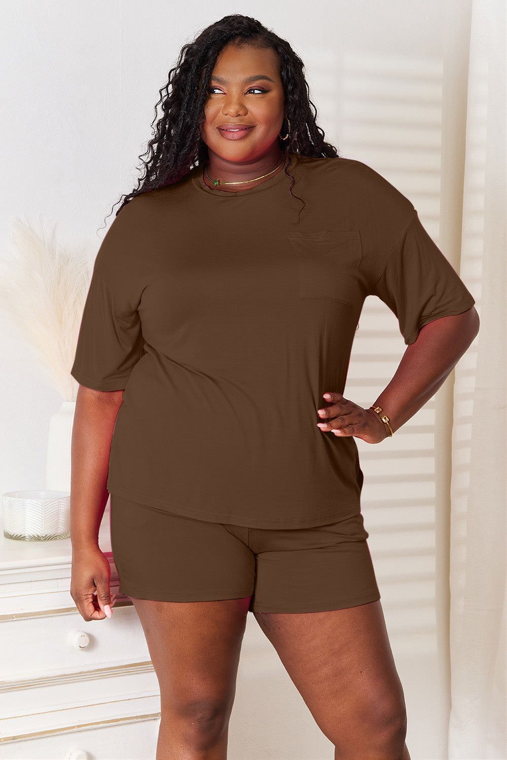 Basic Bae Full Size Soft Rayon Half Sleeve Top and Shorts Set - Fashionqueene.com-Set