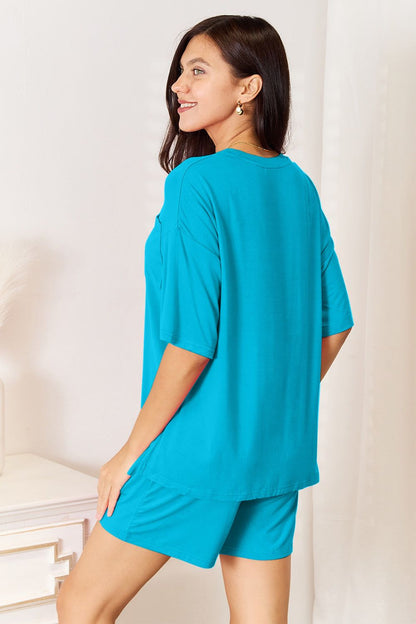 Basic Bae Full Size Soft Rayon Half Sleeve Top and Shorts Set - Fashionqueene.com-Set