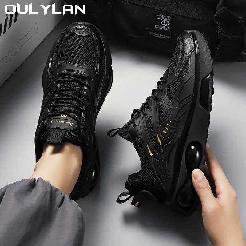 Black Shoes Men Casual Sneakers Mesh Breathable Running Trainers Lightweight - Fashionqueene.com-sneakers