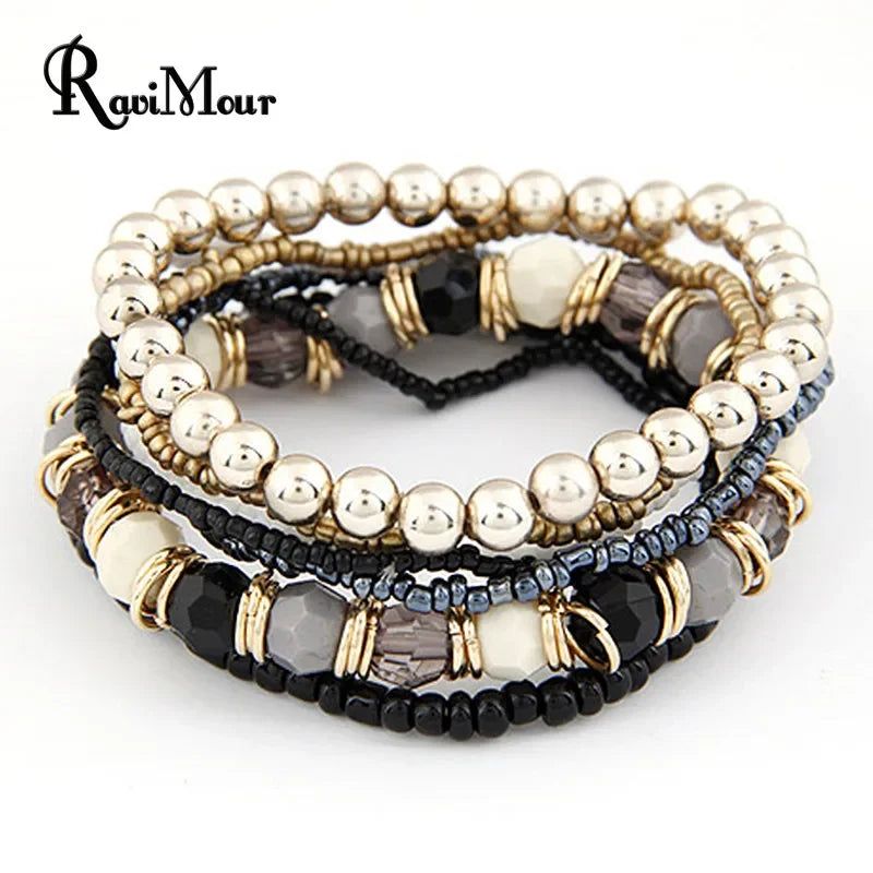 Bohemian Fashion Jewelry MutiLayer Beads Bracelets - Fashionqueene.com-bead braclet