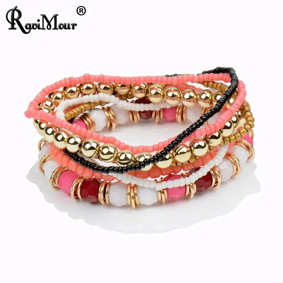 Bohemian Fashion Jewelry MutiLayer Beads Bracelets - Fashionqueene.com-bead braclet