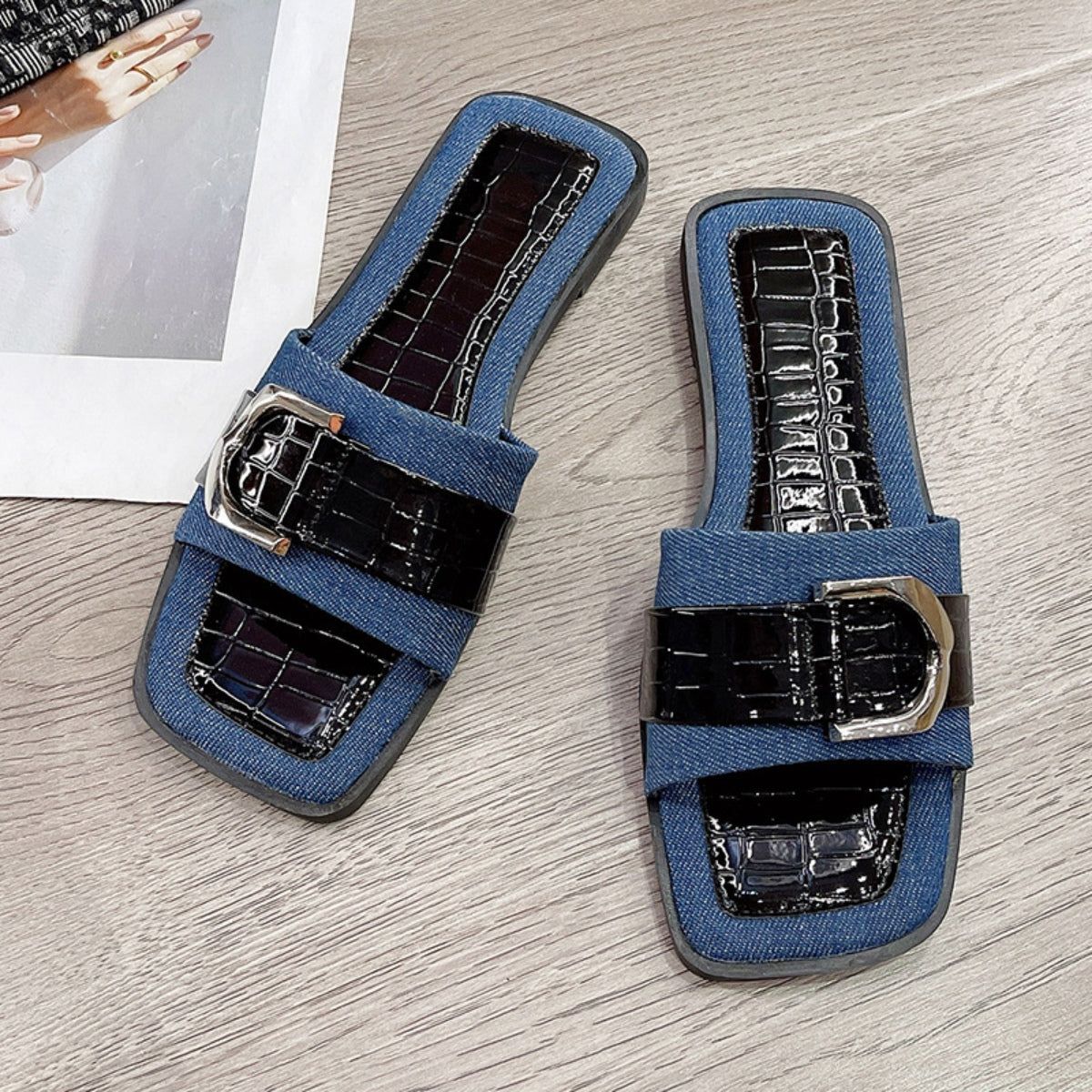 Buckle Trim Open Toe Sandals - Fashionqueene.com-Sandals