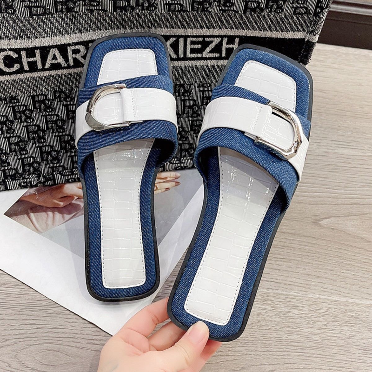 Buckle Trim Open Toe Sandals - Fashionqueene.com-Sandals