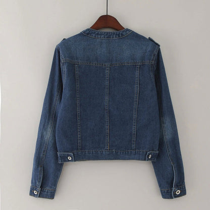 Button Down Pocket Patchwork Trendy Slimming Casual Denim Jean - Fashionqueene.com-denim jacket