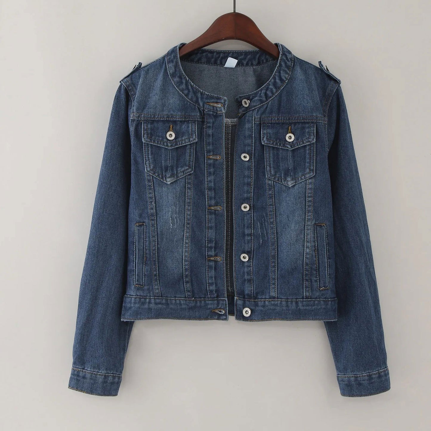 Button Down Pocket Patchwork Trendy Slimming Casual Denim Jean - Fashionqueene.com-denim jacket