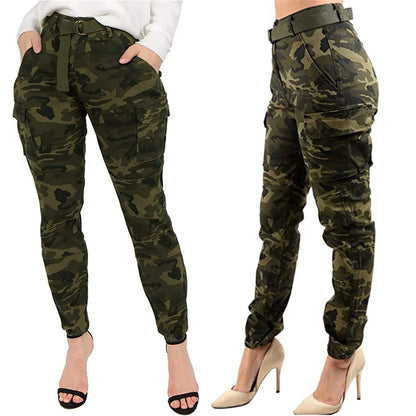 Cargo Pants Women Baggy High Waist Slim Fit - Fashionqueene.com-ladies jeans