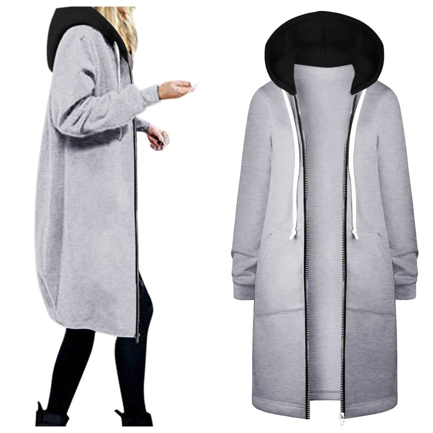 Casual Women Long Jacket - Fashionqueene.com-hooded jacket